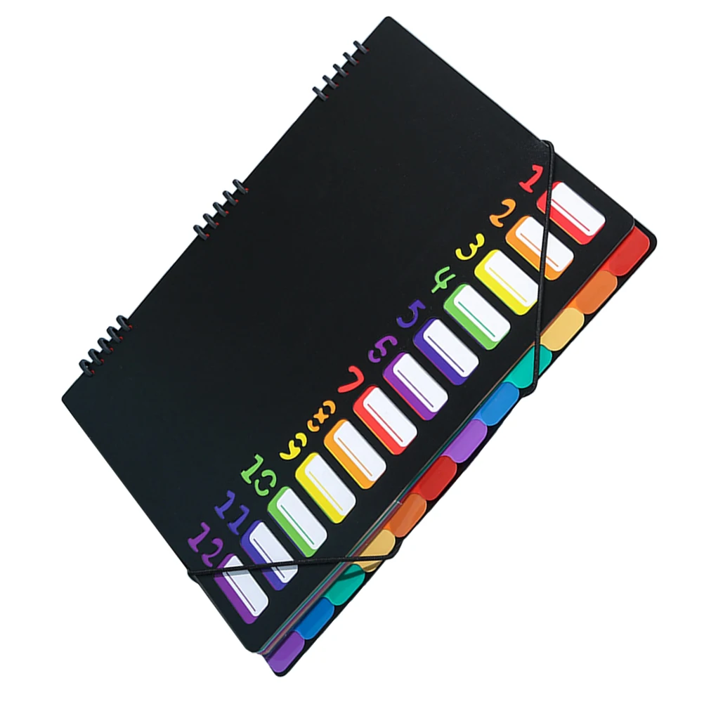 

12 Layers A4 File Folder Organizer Spiral Bound Document Folder Color-Coded Tabs For Office School Home Compartment