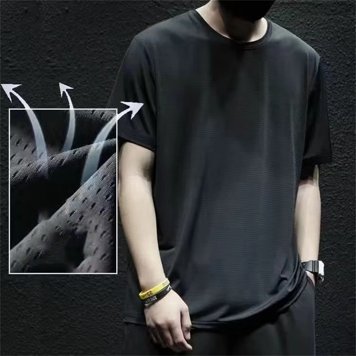 Camiseta negra de verano de Corea para hombre, camiseta divertida Harajuku, ropa de calle para mujer, camisetas holgadas de media manga con cuello redondo transpirables de Japón para hombre