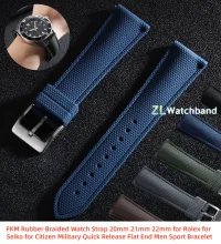 Neue Gebogene Gummi-Uhrenarmbänder 20mm 21mm 22mm Uhrenarmband Schnellverschluss FKM Uhrenarmbänder Armband für Omega für Swatch Herren – Detail 2