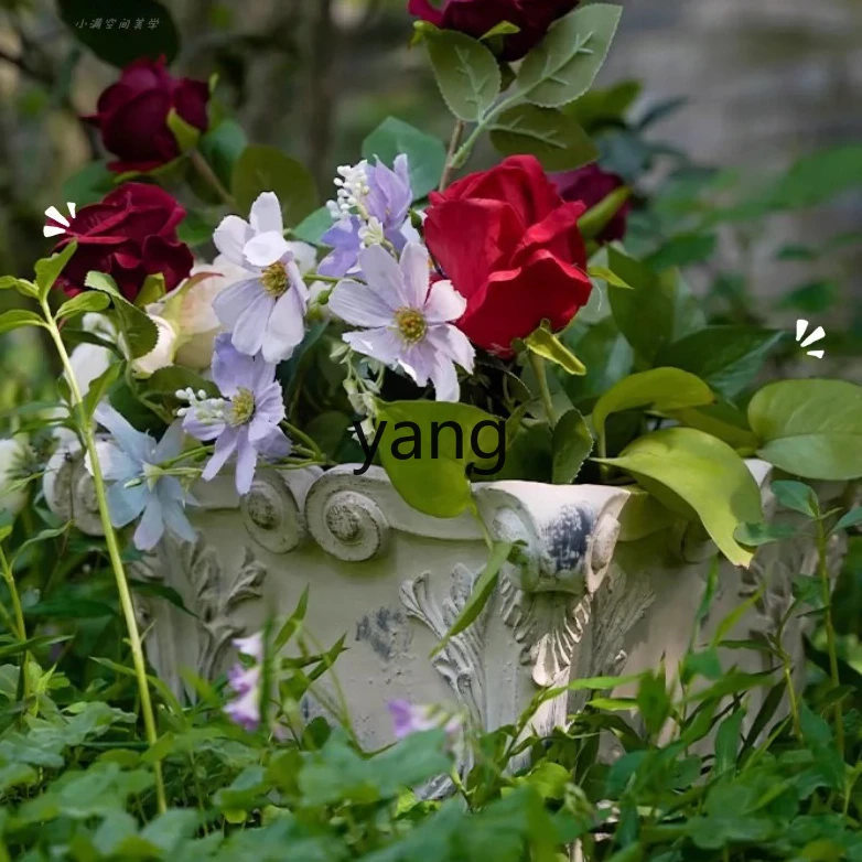 LTT retro old relief flower pot outdoor courtyard garden decoration ornament villa balcony