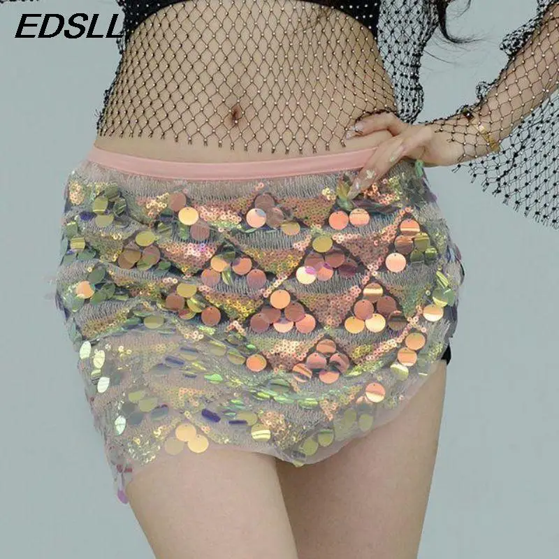 رائجة البيع النساء الرقص اكسسوارات الترتر وشاح الورك الخصر سلسلة مجموعة مثير التفاف الورك تنورة قصيرة مثلث وشاح التدريب الملابس