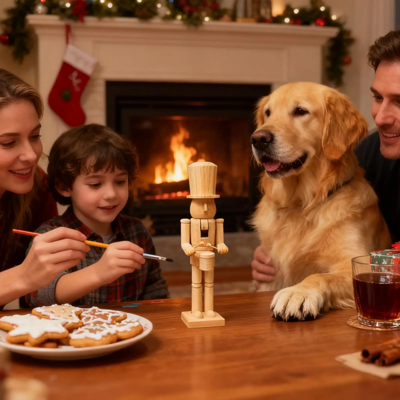 Nutcracker Christmas Decor 3D Carving Wooden Classic Figurine 38cm Christmas Traditional Nutcracker for Holiday Party Kitchen