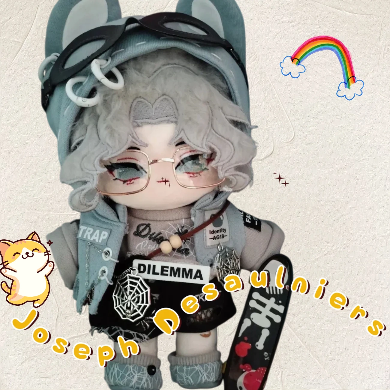 ぬいぐるみ 20 センチメートルアイデンティティ V ジョセフ・デソルニエぬいぐるみ子供用写真家コスプレスケルトン人形着替えクリスマスギフト