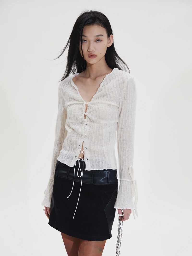 

Doears Commute Series Сексуальная красно-белая двухцветная шерстяная конструкция irt Design Чувственный дизайн галстука Slim Fit Long Sve V-Ne Wome...