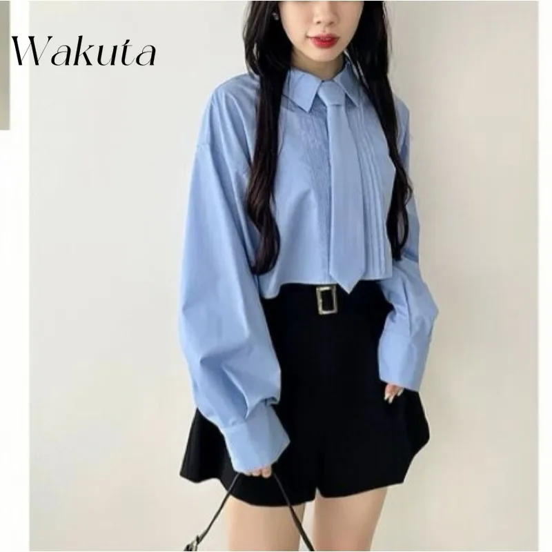 WAKUTA French Retro High-waisted A-line Casual Shorts Temperament Fall with Belt Simple Commuter Shorts صور جنسيه مثيره دون حجب