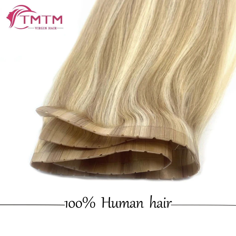 Straight Invisible Hole Weft Human Hair Extensions Twin Tab Weft Hair Real Human Hair Micro Loop XO Weft Hair Bundles 12-26Inch