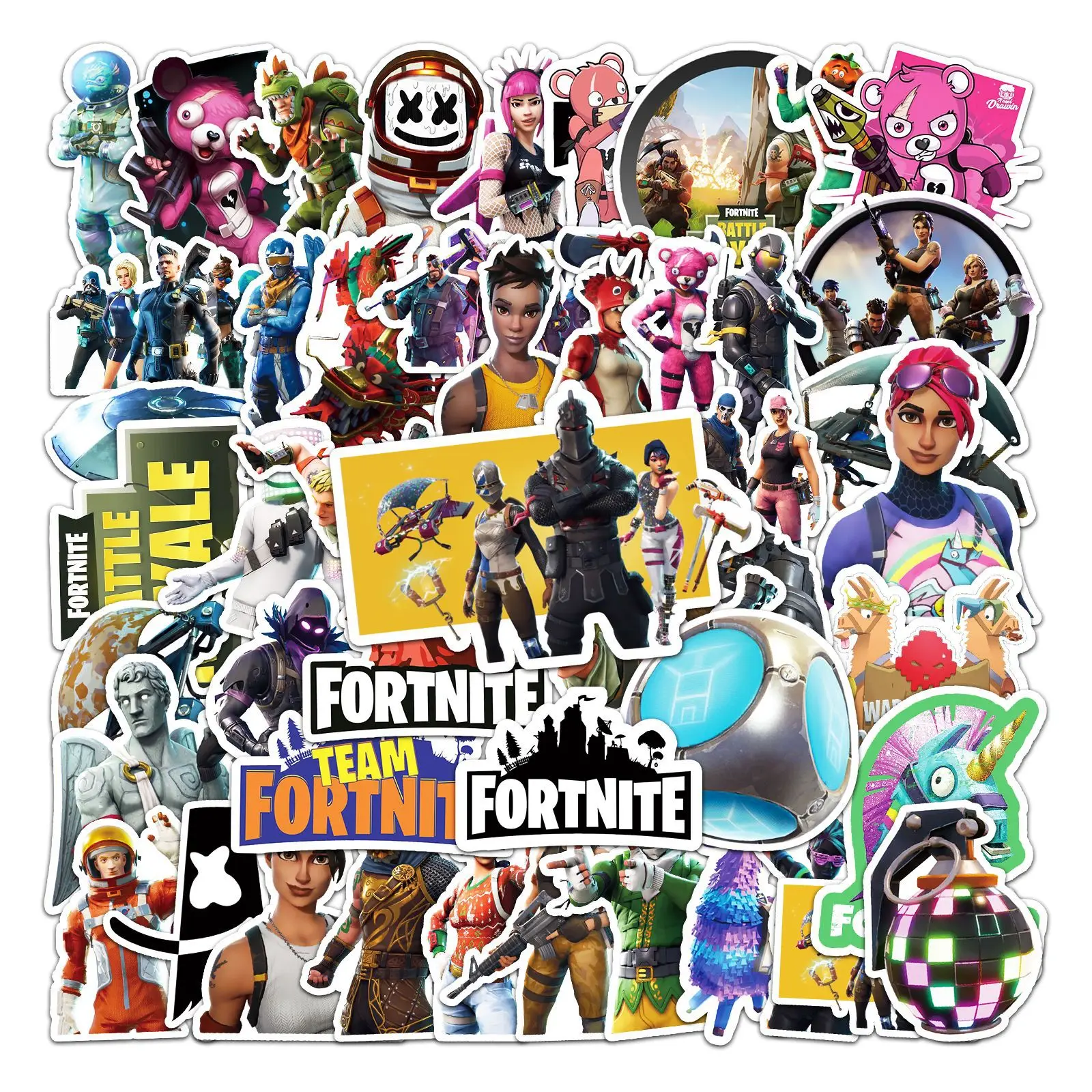 Nuovi adesivi Fortnites Adesivo cartone animato Skateboard Ipad Bagagli Laptop Doodle Adesivi Decorazioni Regali di compleanno per bambini Giocattoli