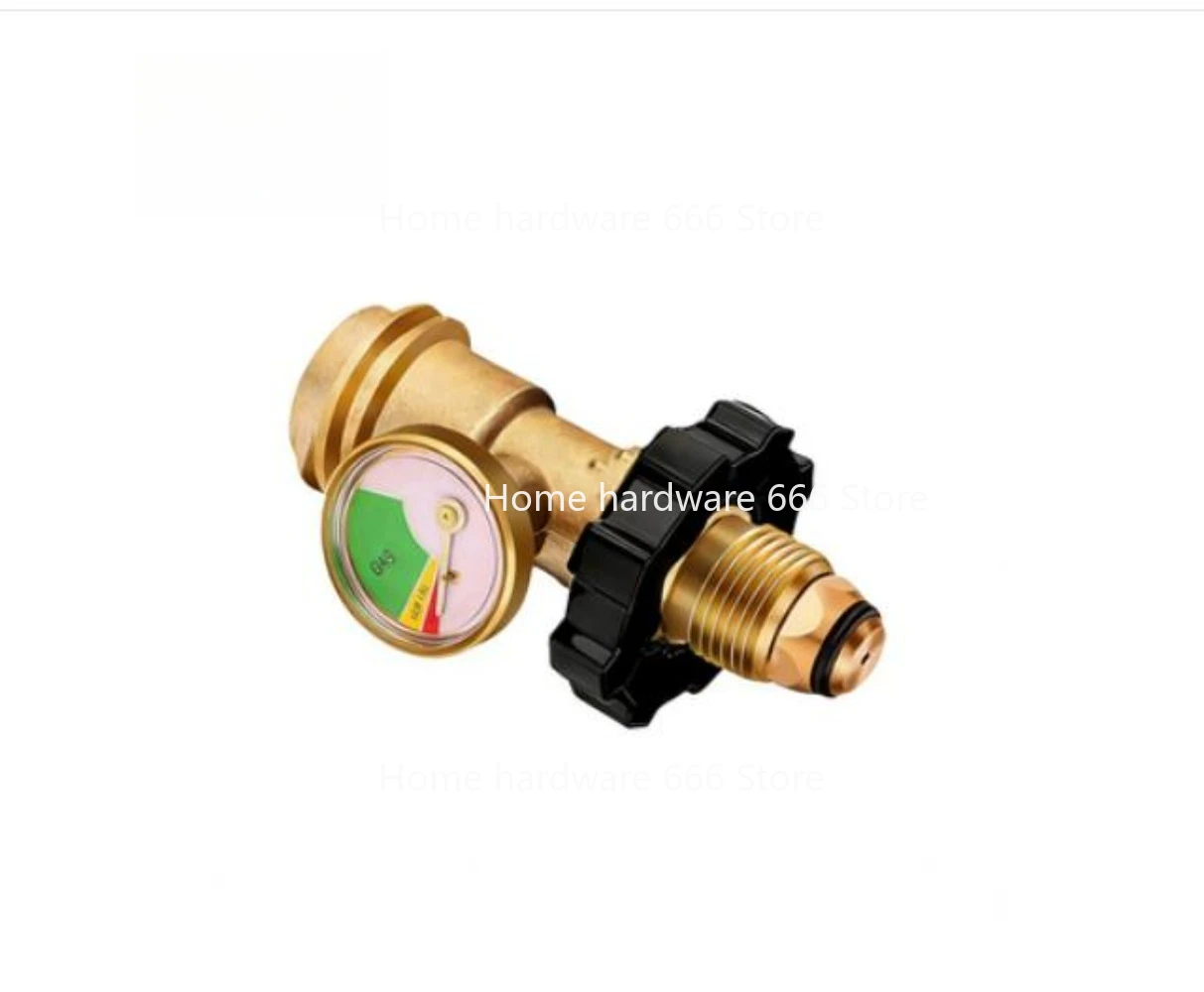 Gas Propane Converter Gas Connector Pressure Gauge Gas Tank Connector American QCC with Pressure Gauge Adapter