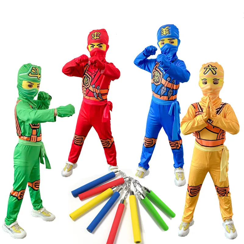 

Ninja Cosplay Superhero Onesie Kids Anime Ninja Costumes Halloween Phantom Ninja Costumes Kids Free Knife Props