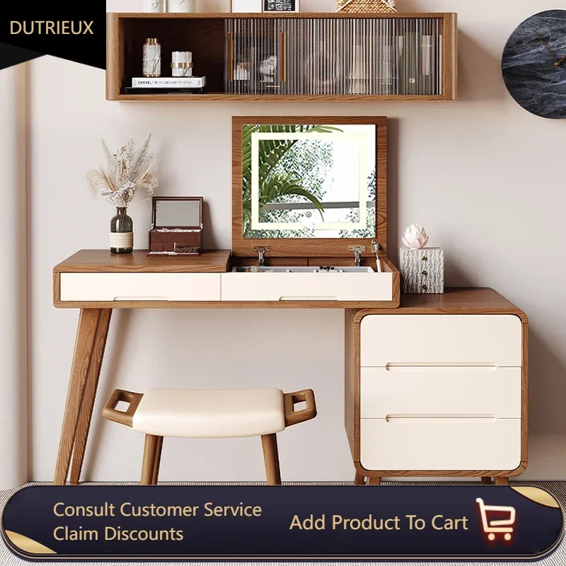 

Cabinet Modern Dressing Table Luxury Wood Simple Storage Dressing Table Nordic White Tocador Mueble Maquillaje Home Decor