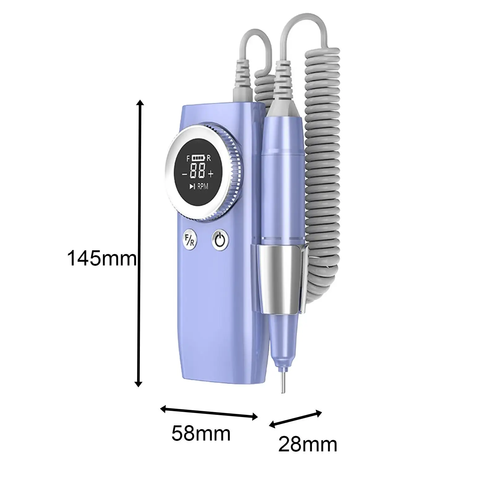 USB 충전식 LCD 디스플레이 네일 파일링 머신, 매니큐어 페디큐어 도구,