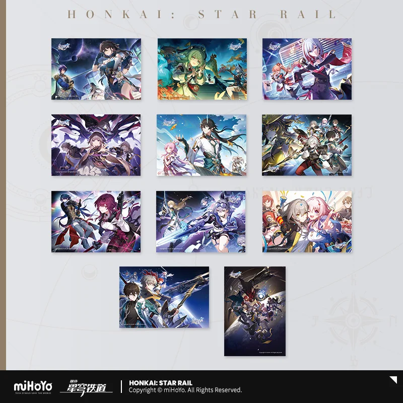 

15cm Mihoyo Offical Game Honkai: Star Rail Dan Heng Kafka Sky Travel Series Cosplay Paper Card Postcard Set Xmas Gift