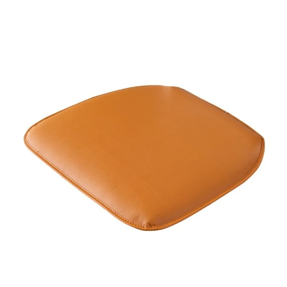 Waterproof D-Shape PU Leather Seat Cushion Dirt-resistant Thickened Dining Chair Cushion Non-slip Solid Color Chair Pad Bar
