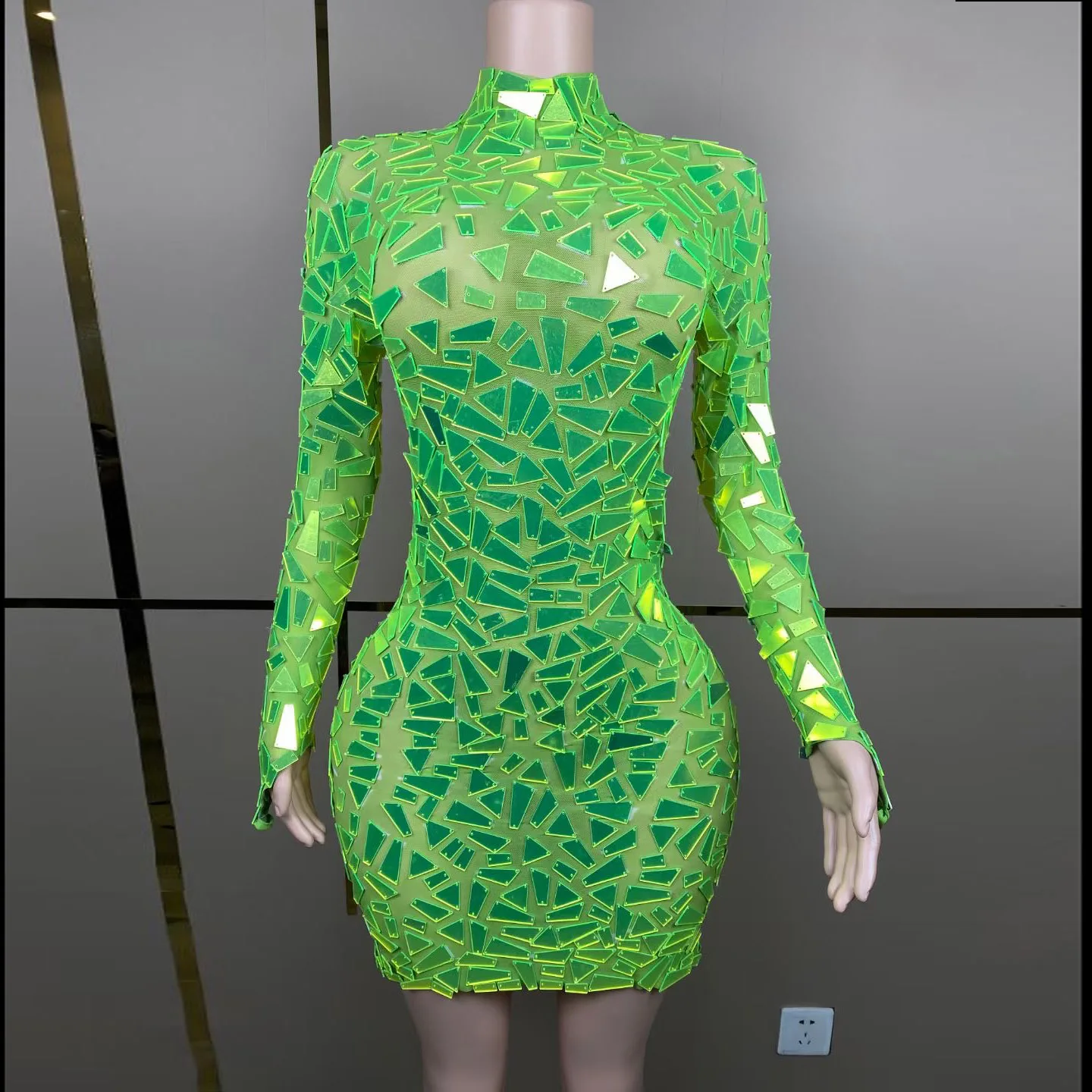 2025 카니발 여성 거울 의상 긴 소매 슬리밍 드레스 축제 축하 정장 파티 쇼 스커트 여성 의상