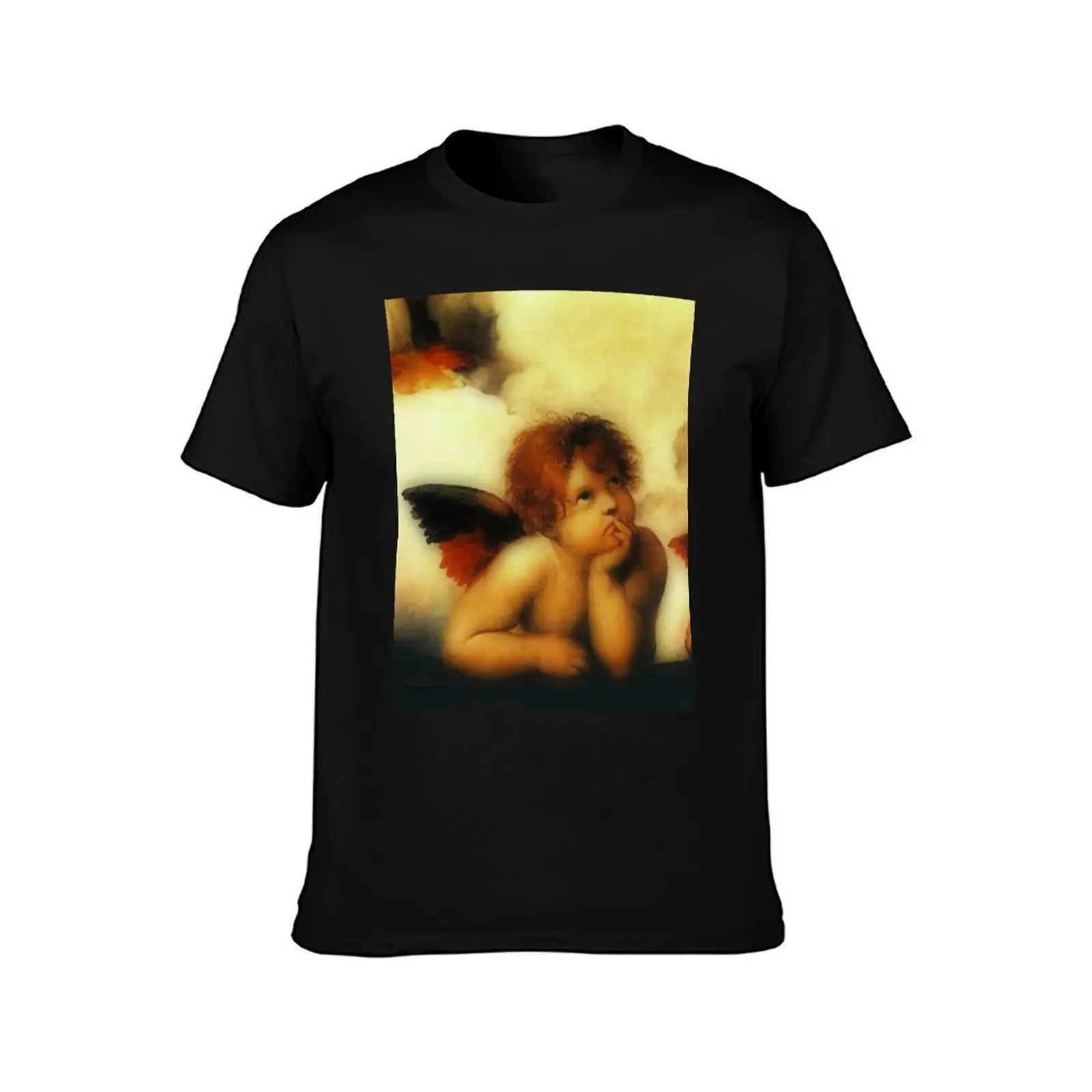 Raffaello Sanzio da Urbino Sistine Madonna(angel 1), 1513-1514. T-Shirt man t shirt aesthetic clothes fitted t shirts for men