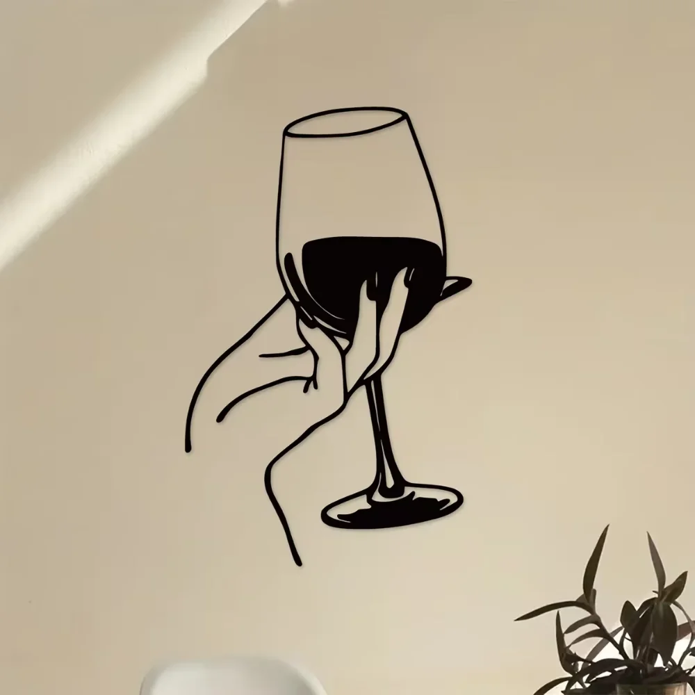 Wine Lover Lady Hand Metal Wall Decor - Unique Wall Art. A metal wall hanging for home decor and scene decoration.