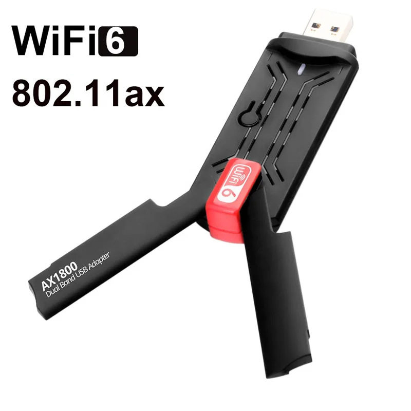 Dual Band WiFi 6   2.4G/5GHz 1800Mbps Wireless Wi-Fi Dongle Network Card USB 3.0 WiFi-6 Adapter For Windows 7/10/11