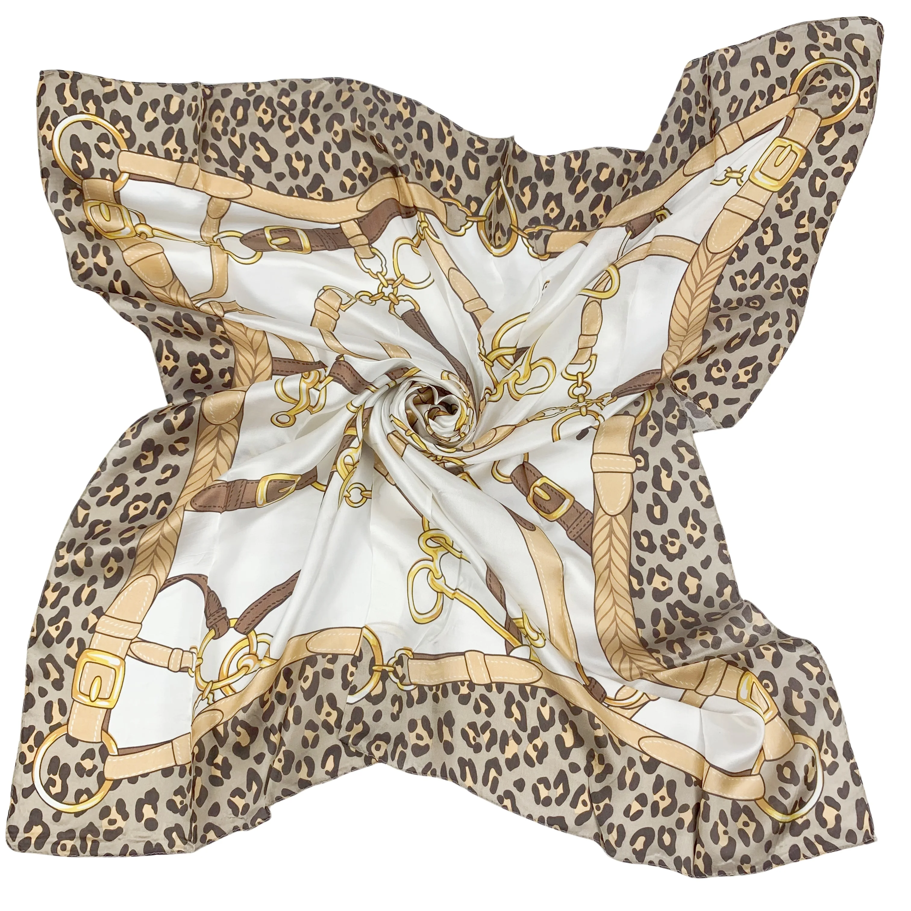 Foulards en soie pure 100%, écharpe en soie de mûrier, écharpe design, impression animale de marque de luxe, ceinture en cuir, vente en gros, 90cm * 90cm