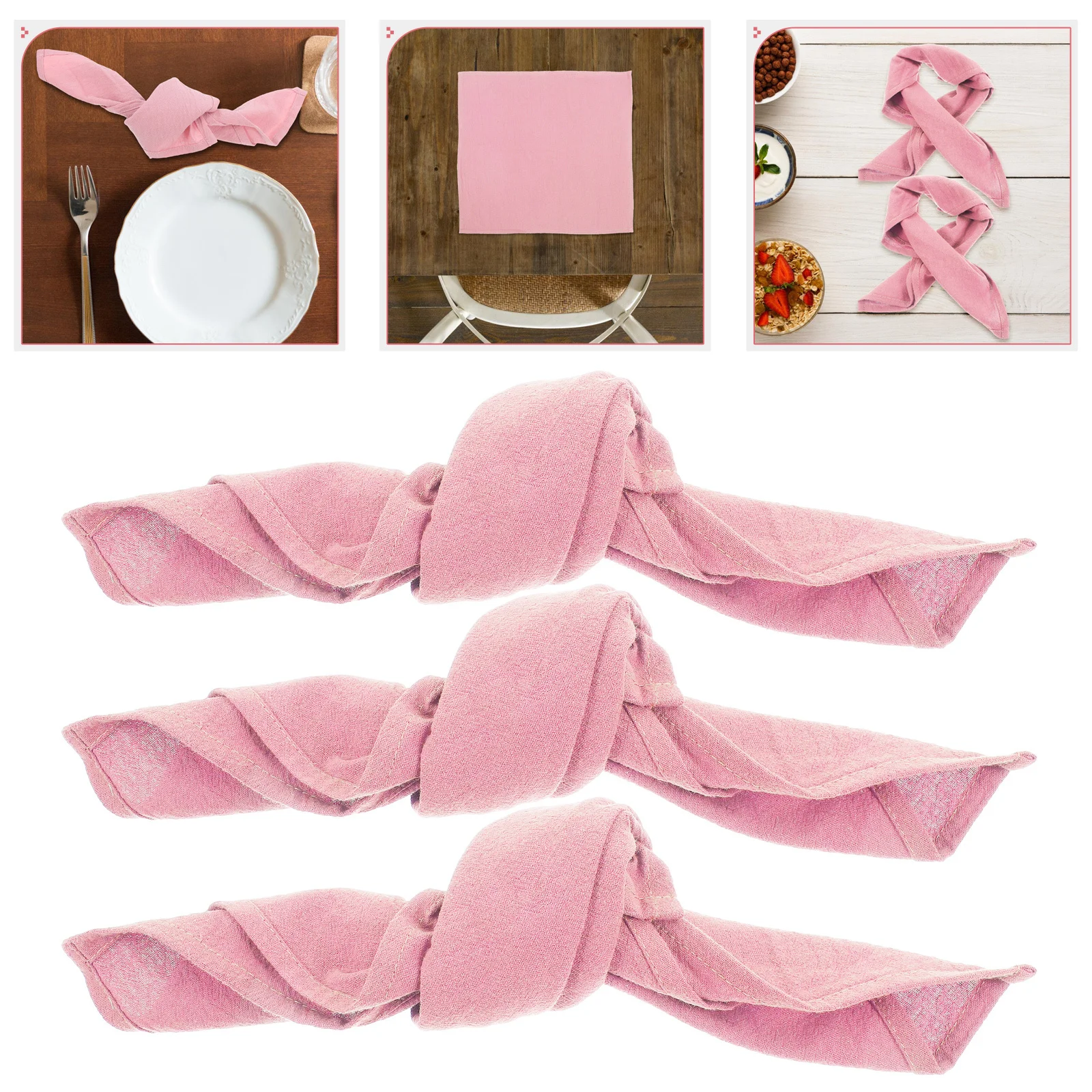

12Pcs Cotton Blend Dinner Napkins 40cm Soft Washable Reusable Blush Pink for Weddings Parties Home Restaurants