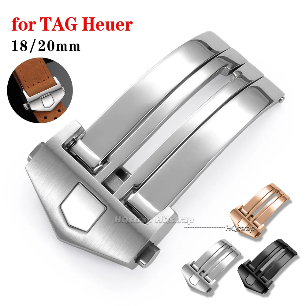 Folding Clasp 18mm 20mm Stainless Steel Watch Buckle for TAG Heuer Strap Buckle Double Press Clasps Replacement for Metal Band