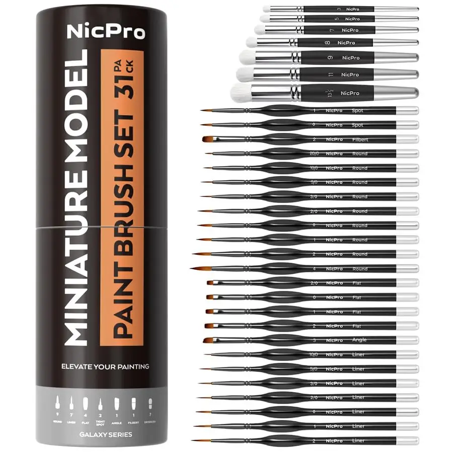 

Миниатюрные кисти для рисования, кисть для сушки, 31 шт., набор кистей для модели для акрилового масла, акварели, кисть для рисования деталей, сухая кисть для модели,