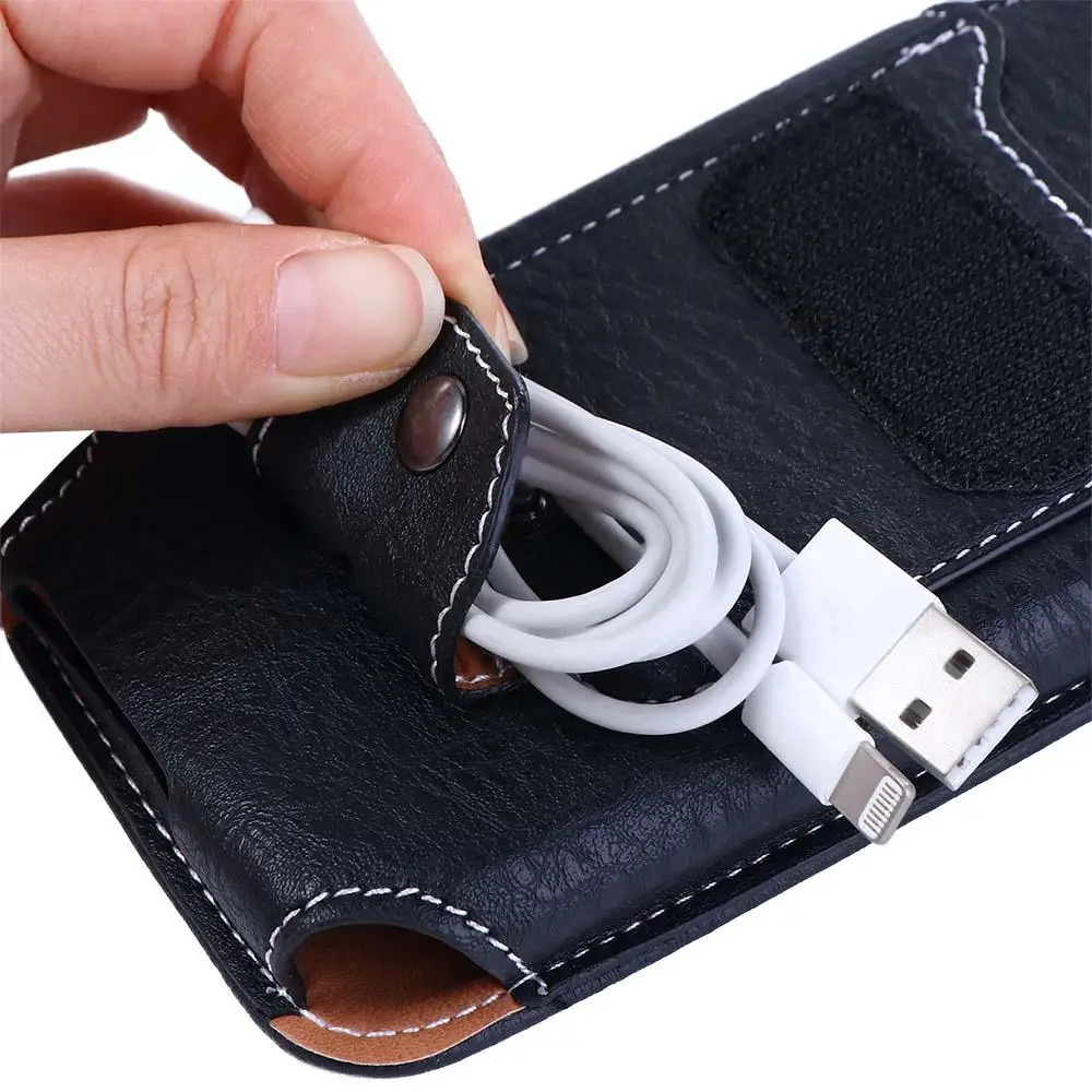 Universal Holster Cover Multifunctiona Hook Hoop Holster Cards Holder Leather Phone Case Waist Bag Belt Clip Holster Bum Bag