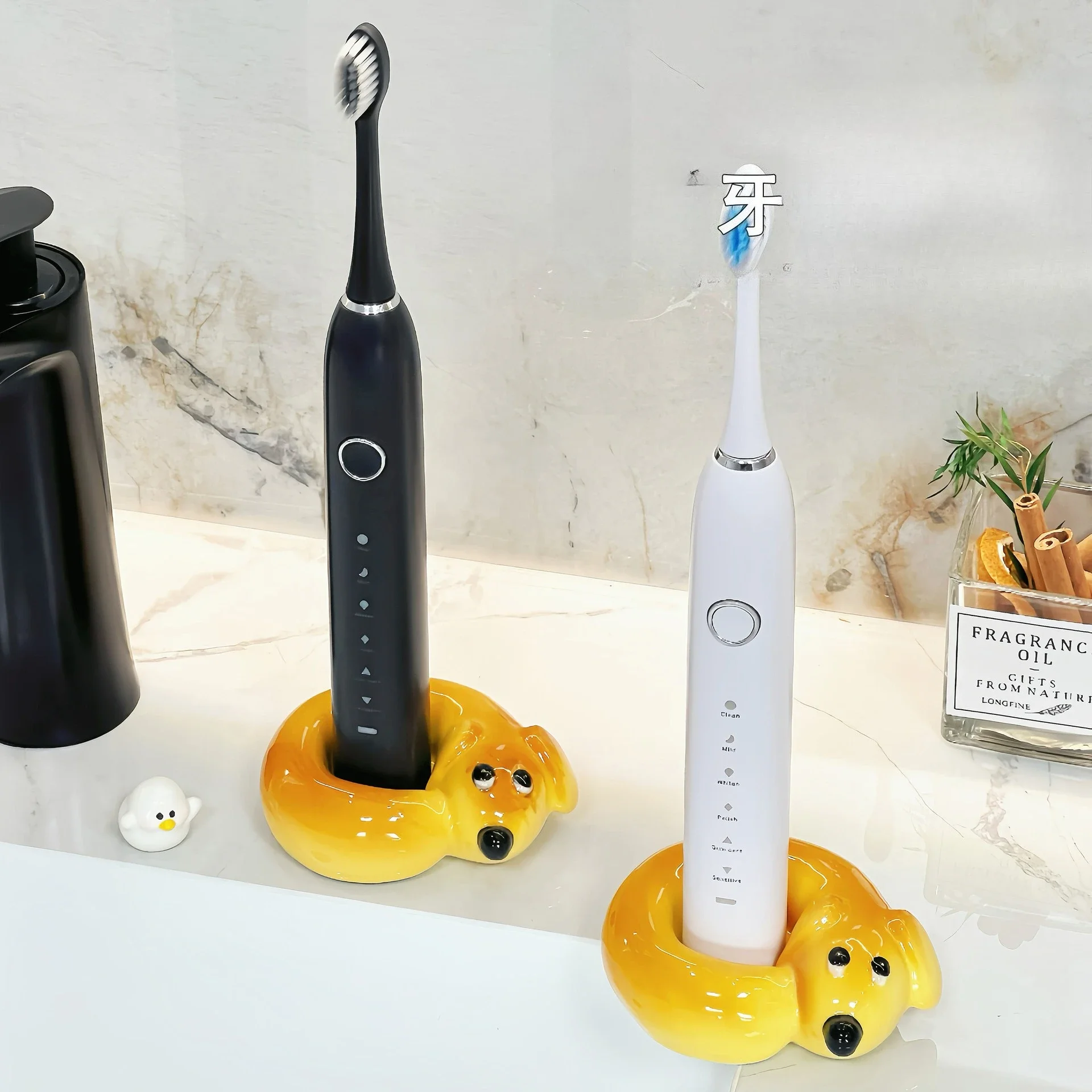 

Забавный держатель для электрической зубной щетки с таксой, стол для мытья ванной комнаты, милый держатель для зубной щетки, водонепроницаемая керамическая основа