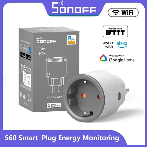 SONOFF S60 EU SONOFF Wifi enchufe Wifi enchufe inteligente protección contra sobrecarga temporizador escena inteligente Control remoto a través de EWeLink Home IFTTT
