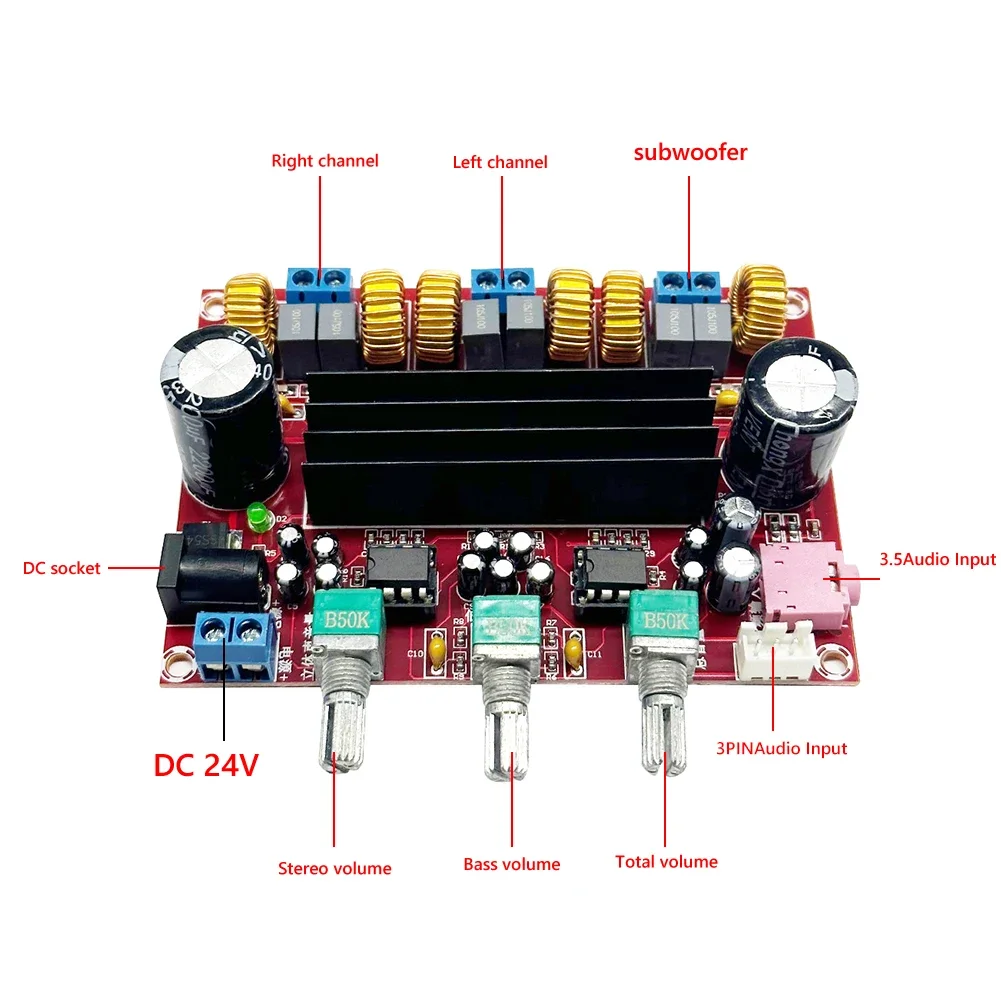 XH-M139 Digital Subwoofer Power Amplifier Board 2x50W 100W 2.1 Channel TPA3116D2 3 Sound Channels Energy Saving Pure HiFi Music