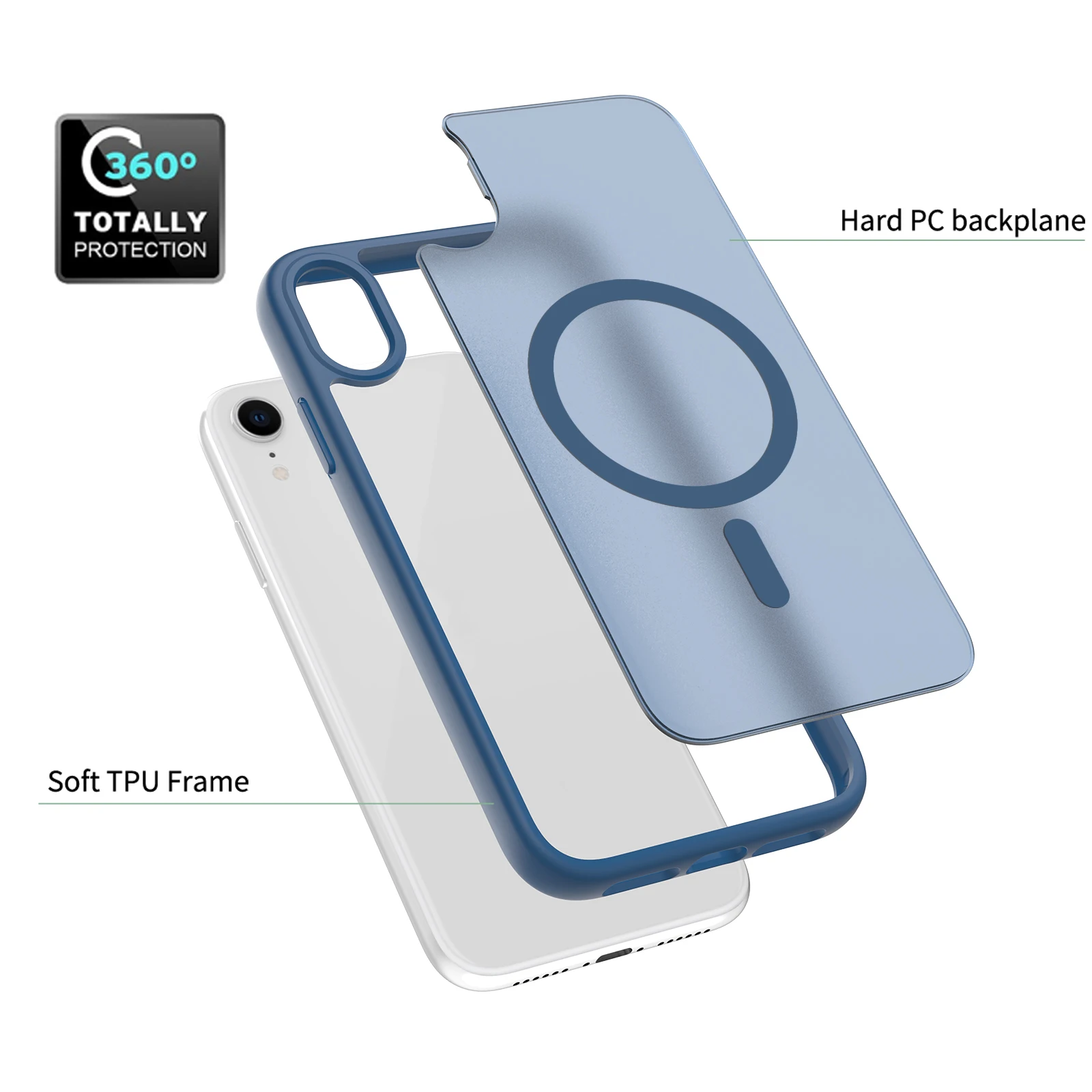 Für iPhone XR 6,1 Zoll, matte magnetische Hülle, kompatibel mit MagSafe, Fallschutz, schlanke, durchscheinende Abdeckung für iPhone 11 – Detail 3
