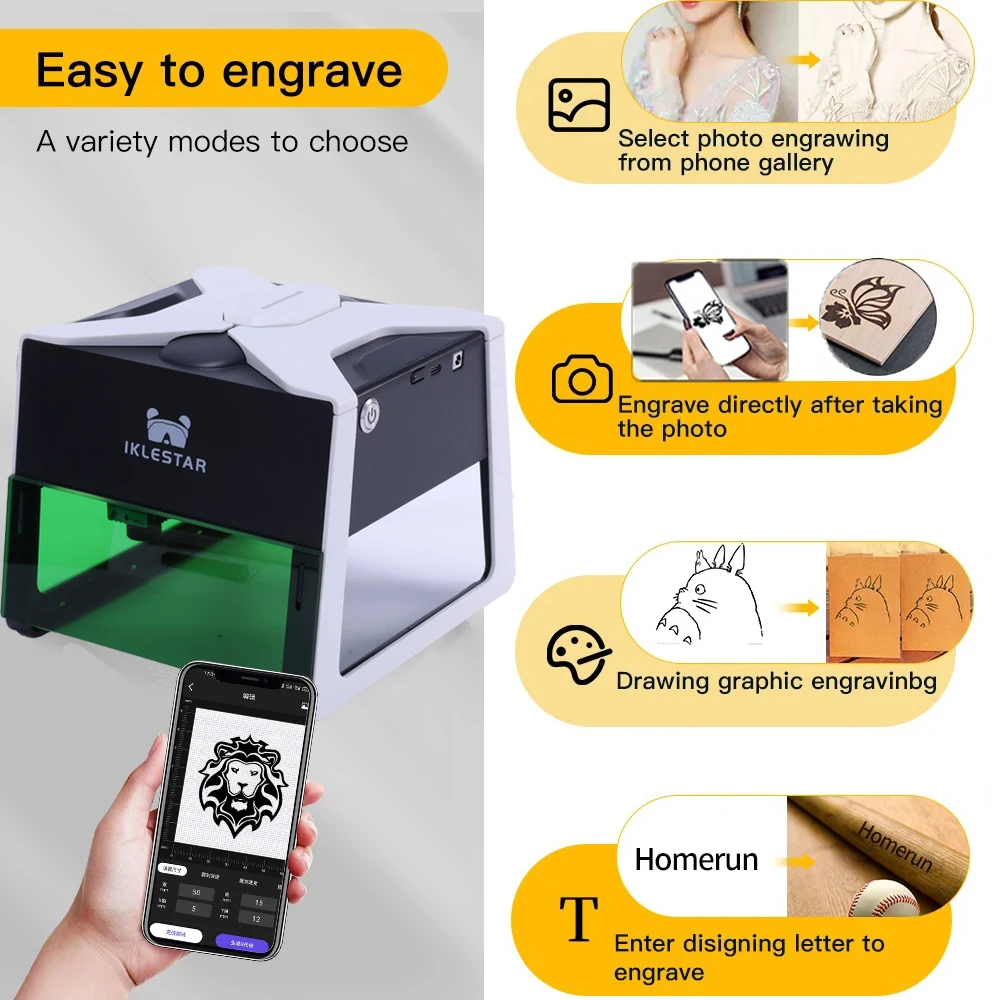 3000mw Laser Engraver Diy Laser Engraving Machine Fast Mini Logo Mark Printer Cutter Wood Plastic Leather Fabric With Bluetooth