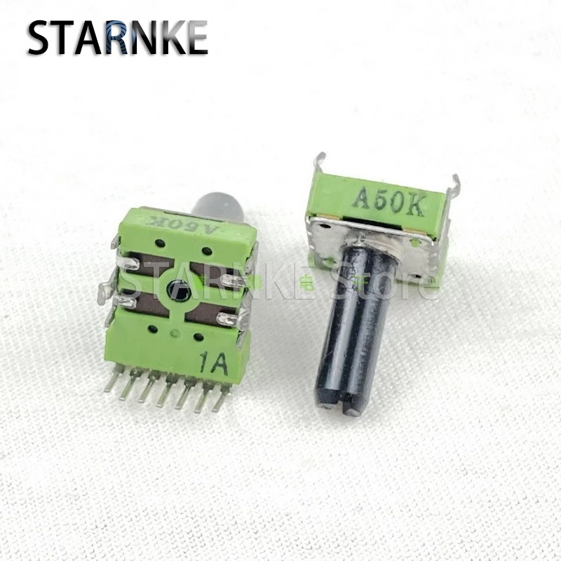 2PCS RK142 Single Row 7-Pin Vertical Dual A50K Mixer Amplifier Volume Potentiometer D Shaft Length 18mm