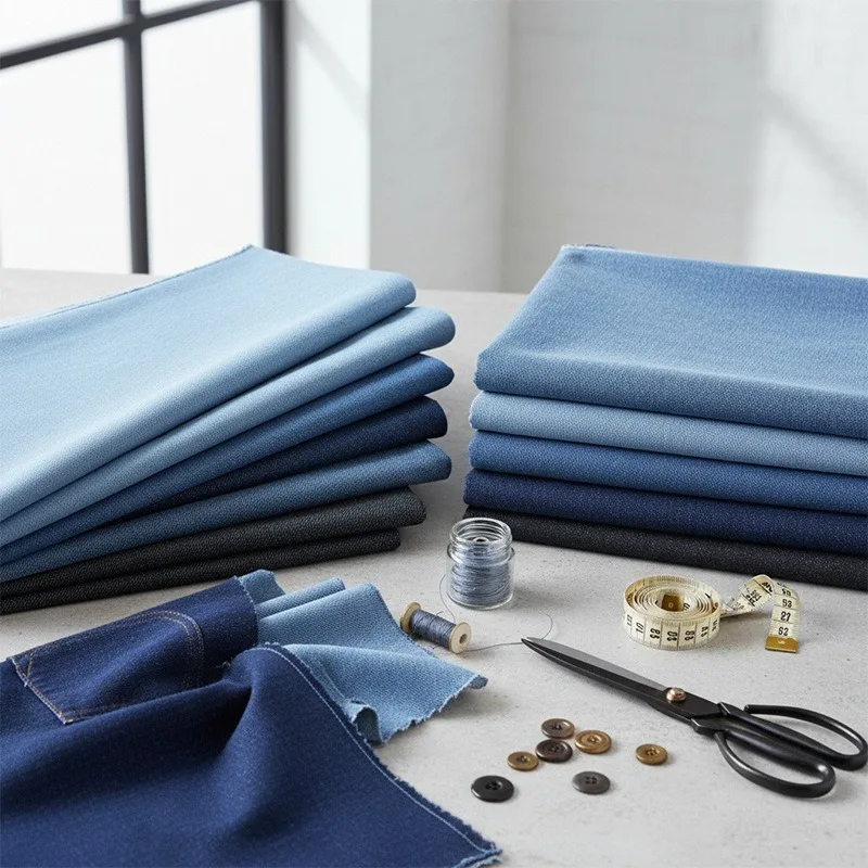 Stretch Denim Fabric Thick Cotton Blend Heavyweight Elastic Denim Durable Sewing Material for Jacket Dress Clothing DIY Apparel
