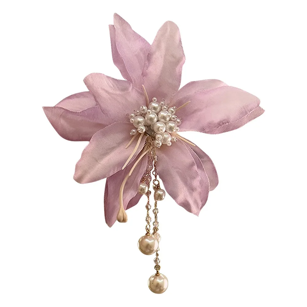 مع شرابات اللؤلؤ زهرة مشبك شعر الانفجارات الجانبية كليب إكسسوارات الشعر مخلب الشعر مناسبة عطلة الشاطئ الأطراف الرومانسية