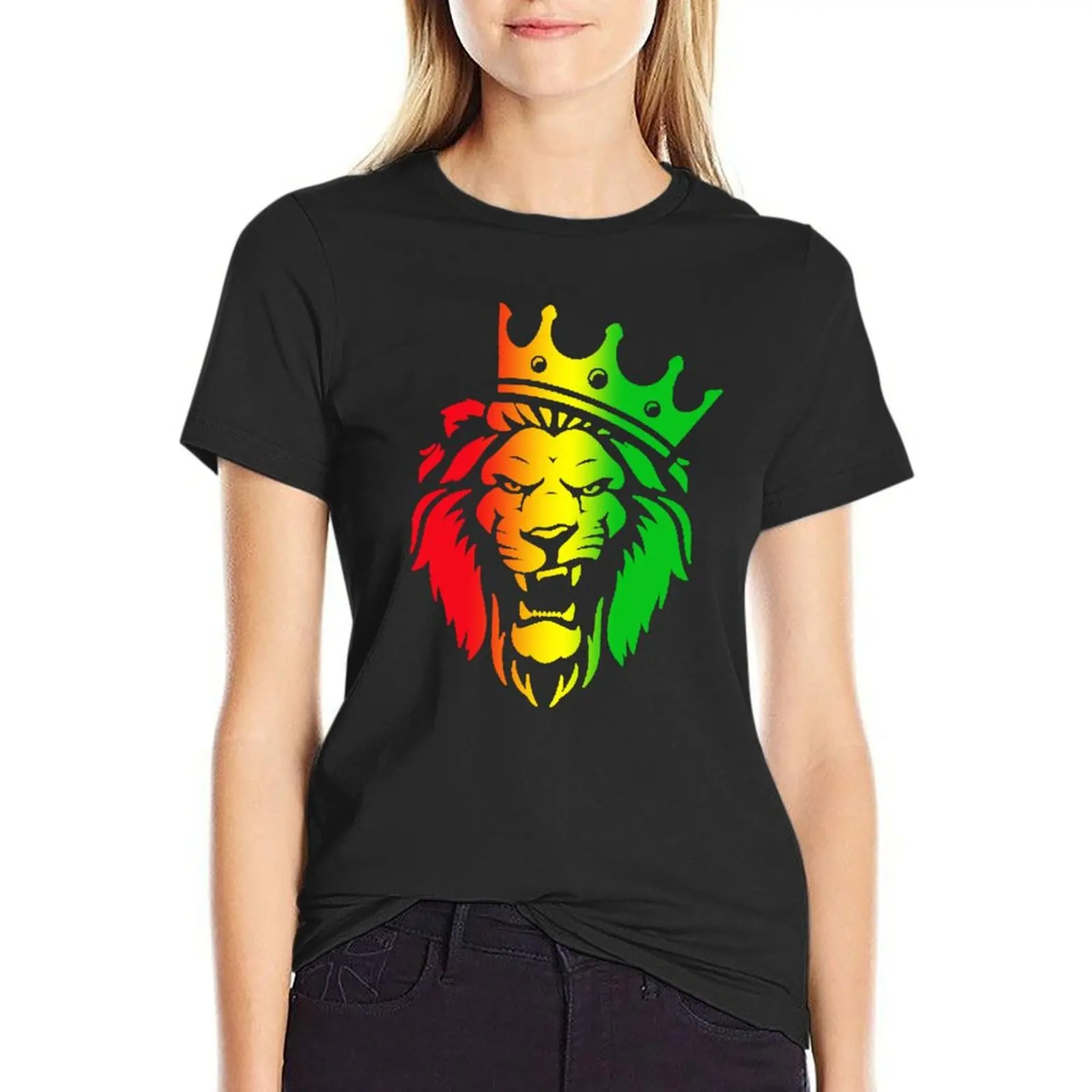 

Lion head with crown T-Shirt aesthetic clothes blanks Summer Women's clothing