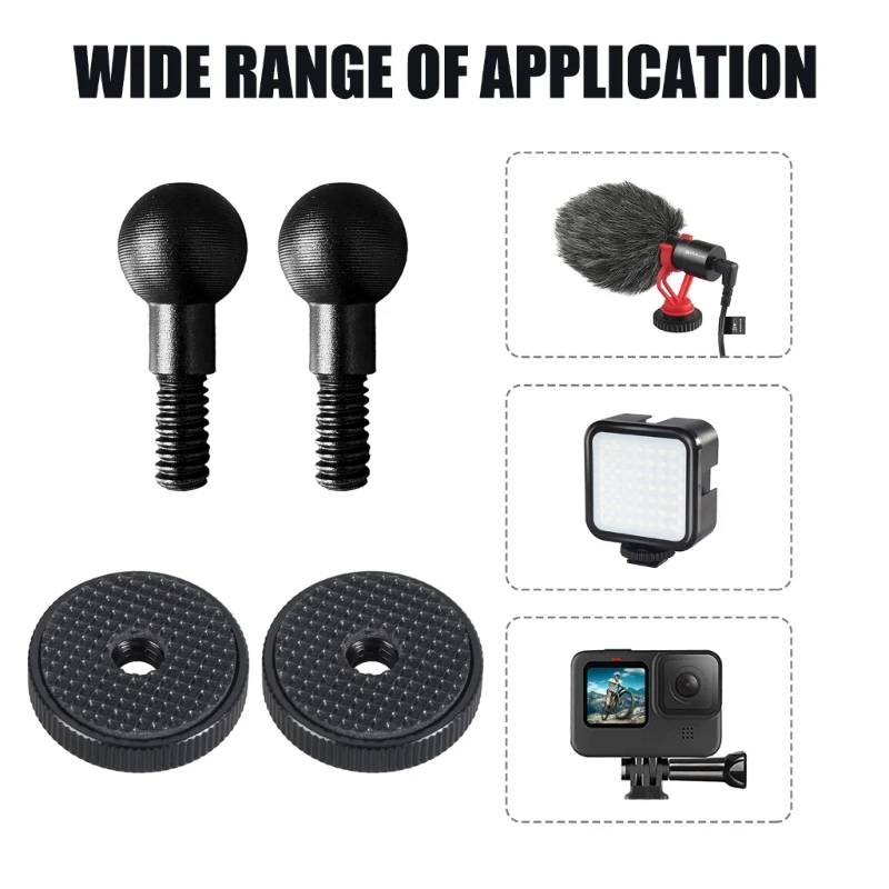 2Pieces 15mm Ball Head To 1/4 Screw Adapter Aluminum Alloy Washers Pad For Action Camera Accessories 33mm Length