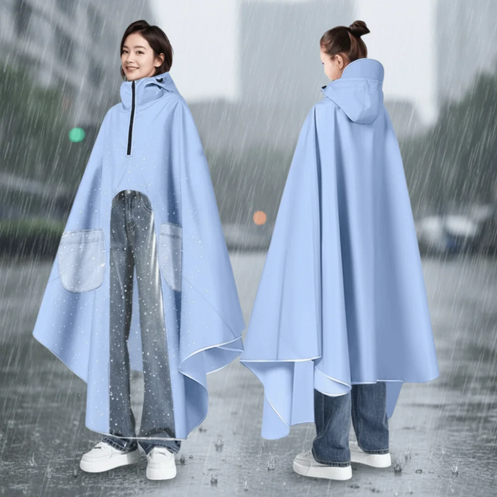 

Thickened Electric Scooter Raincoat Single Person Waterproof High Neck Raincoat Visual Design Windproof Full Body Raincoat