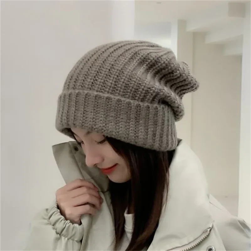 Big Head Circumference Wool Hat Unisex Winter Beanie Skullies Hat Women Knitted Bonnet Beanie Caps Men Warm Knit Pile Cap