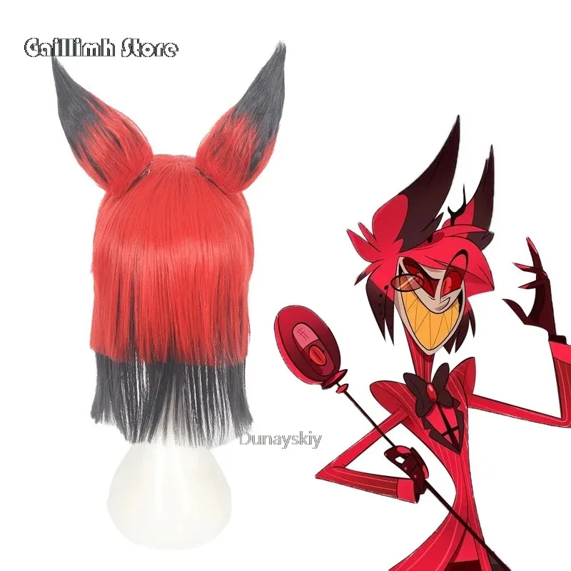 2025 yiyiNew Hazbin Hotel ALASTOR Pelucas de cosplay Accesorios para el cabello Halloween Carnaval Disfraces de Navidad Accesorios
