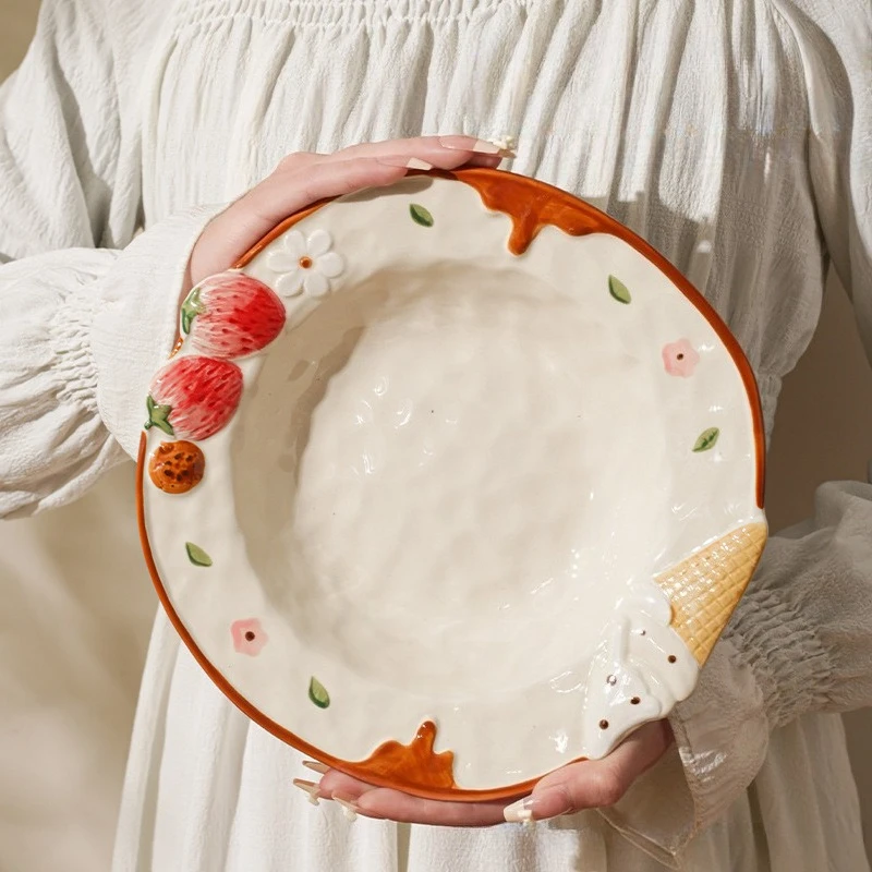 

1pc Girl Heart Home Ceramic Underglaze Colored Tableware Cute and High Beauty Kitchen Hotel Supplies