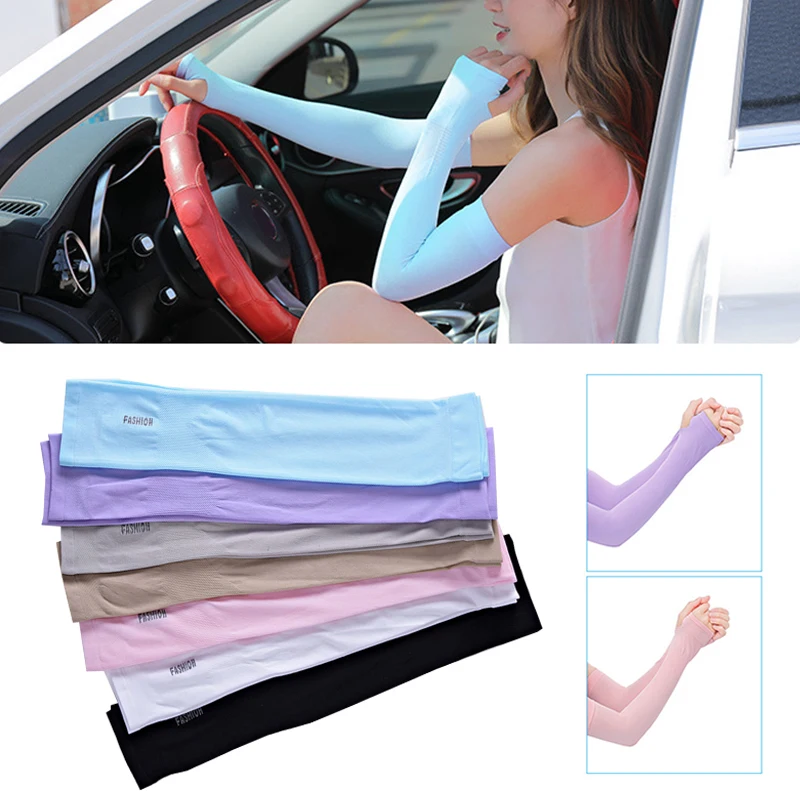 

1 Pair Summer UV Protection Arm Sleeves Outdoor Fishing Cycling Driving Half-Finger Hand Gloves Cover Warmer Sports Long Sleeve