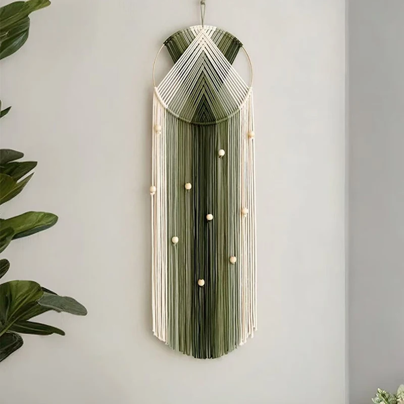 

Handwoven Dreamcatcher Wall Hanging Decorative Tapestry Living Room Soft Decoration Cotton Stripe Pattern Modern Simplicity