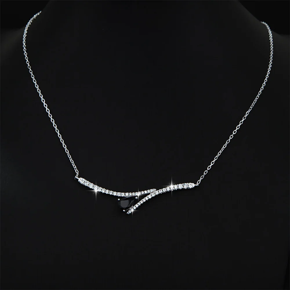 الصفاء 1ct الكمثرى الأسود مويسانيتي قلادة للنساء هدية الصلبة S925 الفضة مطلي 18K ابتسامة قلادة سلسلة عنق الزفاف الزفاف #5