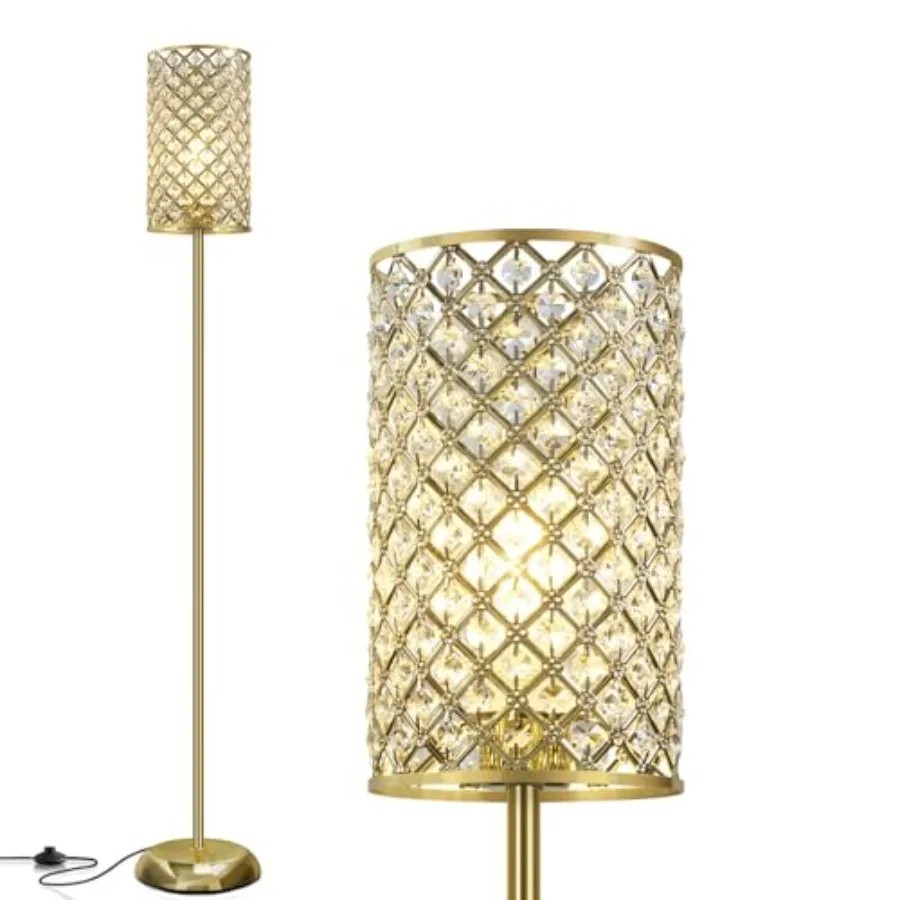 

Элегантный хрустальный торшер, современный напольный светильник с выключателем на основании, высокий акцентный светильник для гостиной