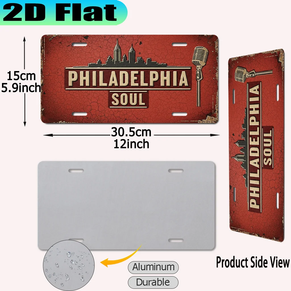 2D Flat - 【2D Flat】 2D Flat - [2D Flat] 1pc, Philadelphia Soul Vintage Aluminum Sign (12X6 Inches), for Decorative Purposes Only
