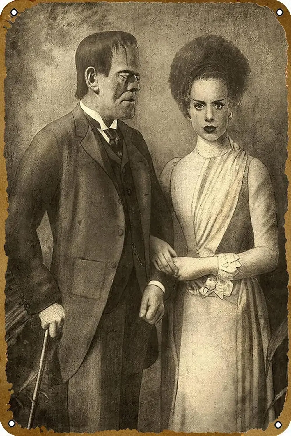 Pósteres de MR. Y MRS. FRANKENSTEIN, carteles de metal retro, decoración de pared para el hogar, cocina, bar, garaje, cafetería, club, cueva, arte retro