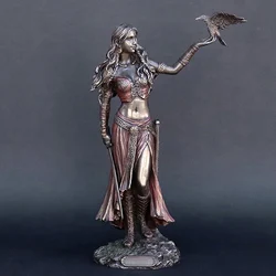 1pc Resin Statues Morrigan The Celtic Goddess Of Battle With Crow & Sword Bronze Finish Statue For Home Decoration
