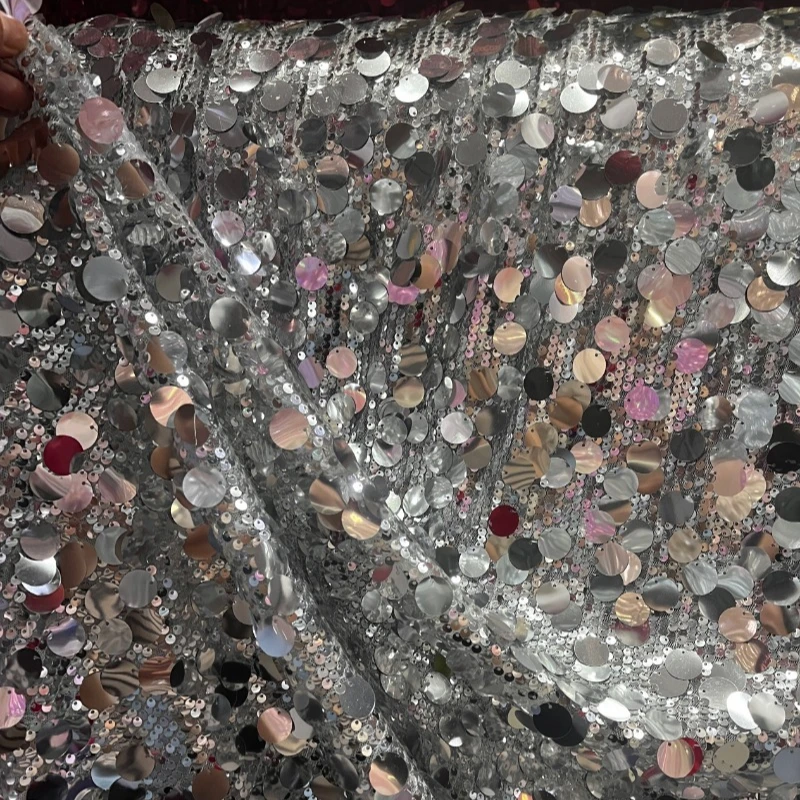 

Round Sequin Fish Scale Fabric for Dress Suit Design Scene Arrangement Decoration Cloth Diy By The Meter Sewing Material