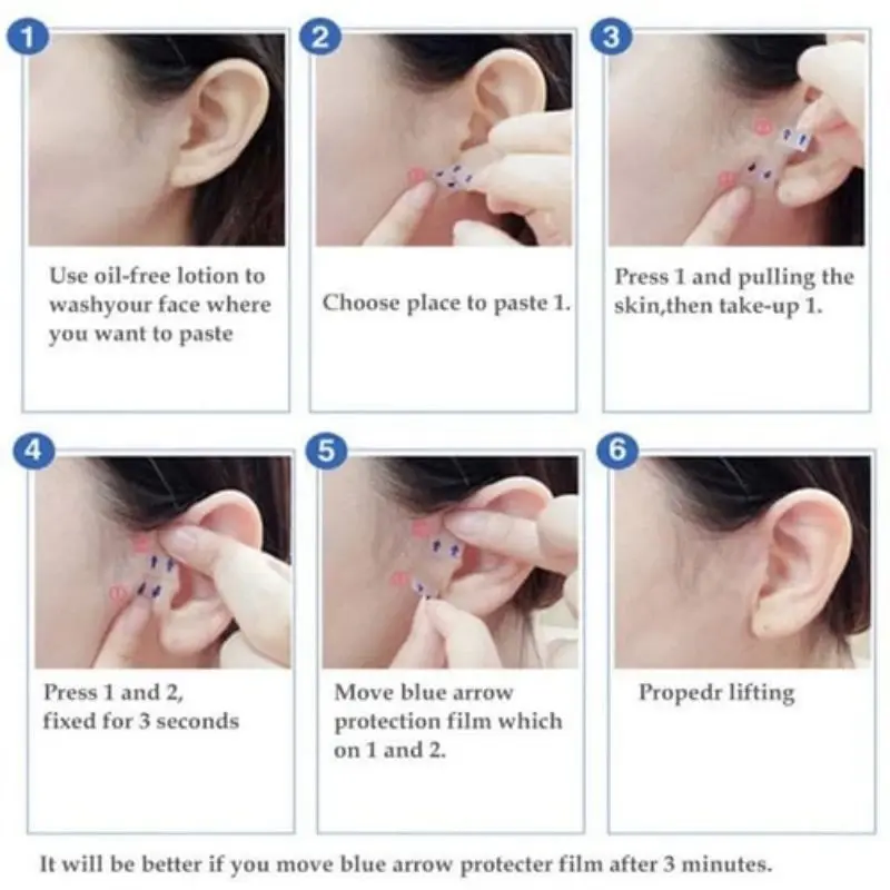 40pcs Invisible Face Lifter Tape Lifting Flaggy Skin Wrinkles Hide Double Chin Instant Face lift Adesivos Transparente Impermeável