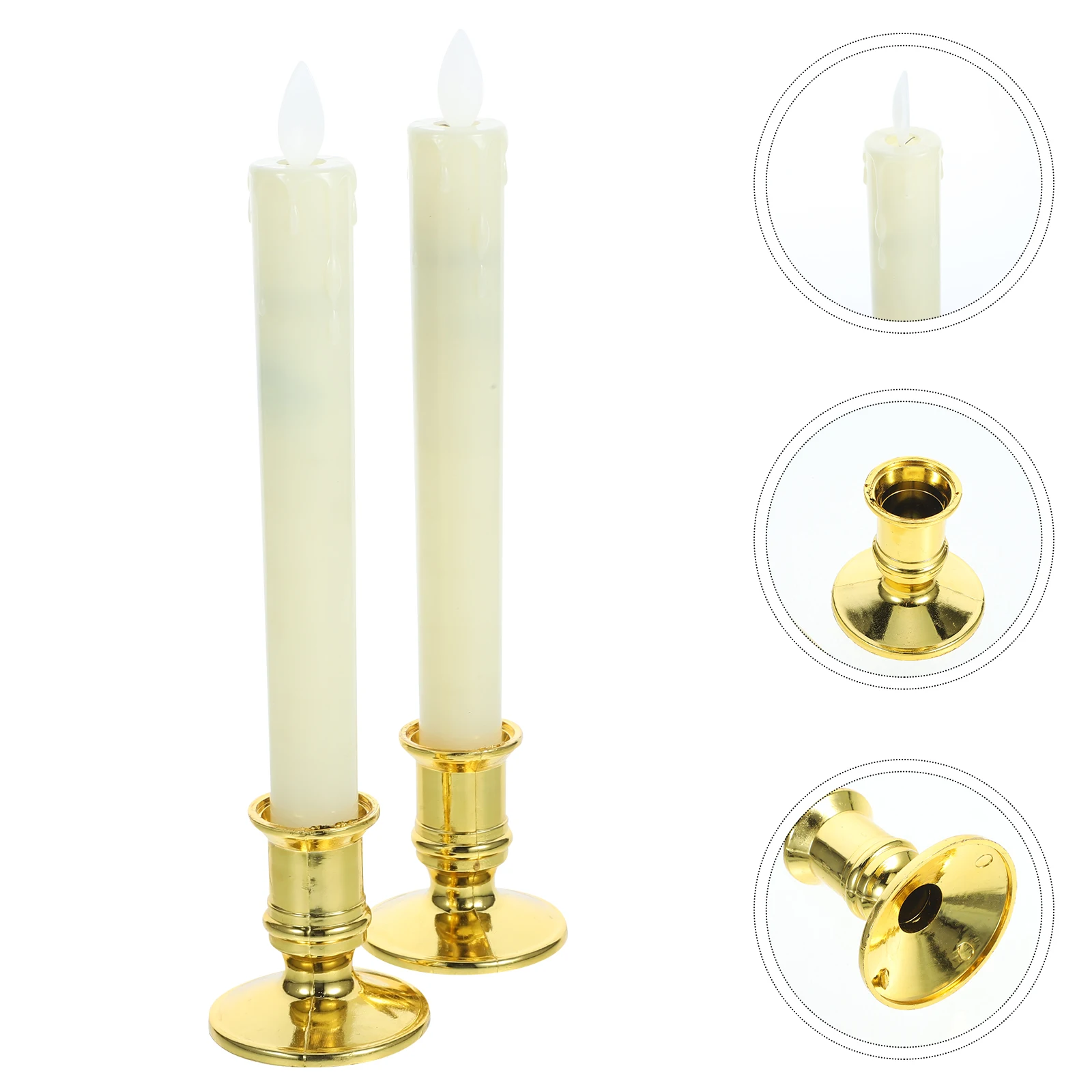 2 stuks decoratieve LED-verlichting herbruikbare bediende taperkaarsen vlamloze ongeparfumeerde lampen voor tafel middelpunt